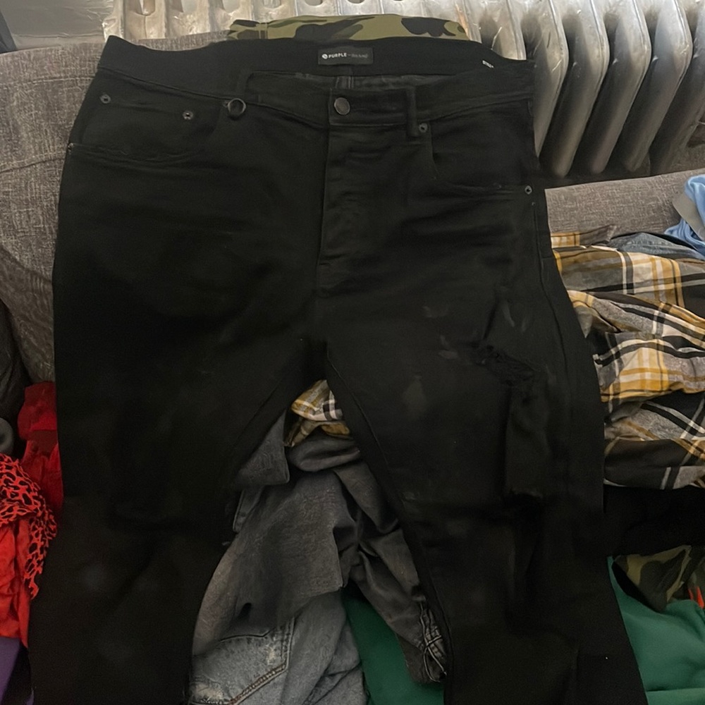 Black oil purple jeans